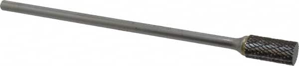 SGS Pro - 1/2" Cut Diam, 1/4" Shank Diam, Cylinder Head Double Cut Burr - Carbide, Flat End, 1" LOC - Exact Tooling