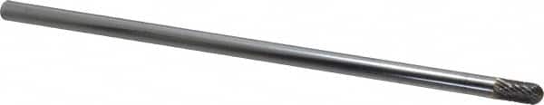 SGS Pro - 1/4" Cut Diam, 1/4" Shank Diam, Cylinder with Radius Head Double Cut Burr - Carbide, Radius End, 1/2" LOC - Exact Tooling