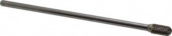 SGS Pro - 3/8" Cut Diam, 1/4" Shank Diam, Cylinder with Radius Head Double Cut Burr - Carbide, Radius End, 3/4" LOC - Exact Tooling