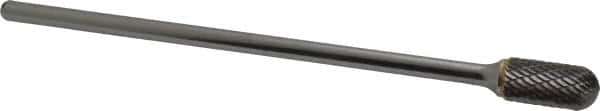 SGS Pro - 1/2" Cut Diam, 1/4" Shank Diam, Cylinder with Radius Head Double Cut Burr - Carbide, Radius End, 1" LOC - Exact Tooling