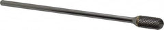 SGS Pro - 1/2" Cut Diam, 1/4" Shank Diam, Cylinder with Radius Head Double Cut Burr - Carbide, Radius End, 1" LOC - Exact Tooling