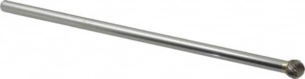 SGS Pro - 3/8" Cut Diam, 1/4" Shank Diam, Ball Head Double Cut Burr - Carbide, Radius End, 5/16" LOC - Exact Tooling
