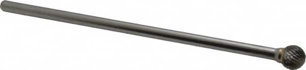 SGS Pro - 1/2" Cut Diam, 1/4" Shank Diam, Ball Head Double Cut Burr - Carbide, Radius End, 7/16" LOC - Exact Tooling