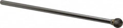 SGS Pro - 1/2" Cut Diam, 1/4" Shank Diam, Ball Head Double Cut Burr - Carbide, Radius End, 7/16" LOC - Exact Tooling