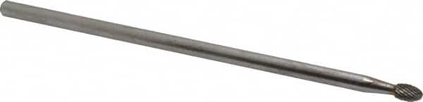 SGS Pro - 1/4" Cut Diam, 1/4" Shank Diam, Oval Head Double Cut Burr - Carbide, Radius End, 3/8" LOC - Exact Tooling