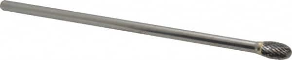 SGS Pro - 3/8" Cut Diam, 1/4" Shank Diam, Oval Head Double Cut Burr - Carbide, Radius End, 5/8" LOC - Exact Tooling