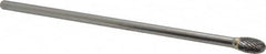 SGS Pro - 3/8" Cut Diam, 1/4" Shank Diam, Oval Head Double Cut Burr - Carbide, Radius End, 5/8" LOC - Exact Tooling