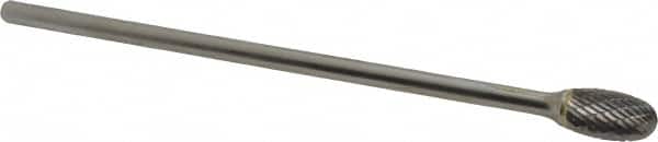 SGS Pro - 1/2" Cut Diam, 1/4" Shank Diam, Oval Head Double Cut Burr - Carbide, Radius End, 7/8" LOC - Exact Tooling