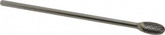 SGS Pro - 1/2" Cut Diam, 1/4" Shank Diam, Oval Head Double Cut Burr - Carbide, Radius End, 7/8" LOC - Exact Tooling