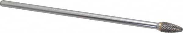 SGS Pro - 3/8" Cut Diam, 1/4" Shank Diam, Tree with Radius Head Double Cut Burr - Carbide, Radius End, 3/4" LOC - Exact Tooling
