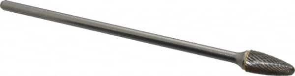 SGS Pro - 1/2" Cut Diam, 1/4" Shank Diam, Tree with Radius Head Double Cut Burr - Carbide, Radius End, 1" LOC - Exact Tooling