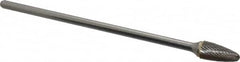 SGS Pro - 1/2" Cut Diam, 1/4" Shank Diam, Tree with Radius Head Double Cut Burr - Carbide, Radius End, 1" LOC - Exact Tooling