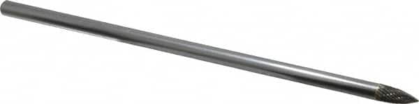 SGS Pro - 1/4" Cut Diam, 1/4" Shank Diam, Tree Head Double Cut Burr - Carbide, Point End, 1/2" LOC - Exact Tooling