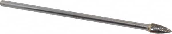 SGS Pro - 3/8" Cut Diam, 1/4" Shank Diam, Tree Head Double Cut Burr - Carbide, Point End, 3/4" LOC - Exact Tooling