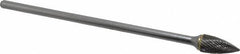 SGS Pro - 1/2" Cut Diam, 1/4" Shank Diam, Tree Head Double Cut Burr - Carbide, Point End, 1" LOC - Exact Tooling