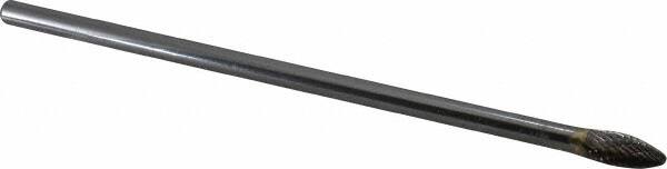 SGS Pro - 5/16" Cut Diam, 1/4" Shank Diam, Flame Head Double Cut Burr - Carbide, Radius End, 3/4" LOC - Exact Tooling