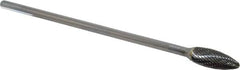 SGS Pro - 1/2" Cut Diam, 1/4" Shank Diam, Flame Head Double Cut Burr - Carbide, Radius End, 1-1/4" LOC - Exact Tooling