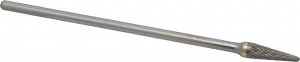 SGS Pro - 3/8" Cut Diam, 1/4" Shank Diam, Taper Head Double Cut Burr - Carbide, Radius End, 1-1/16" LOC - Exact Tooling