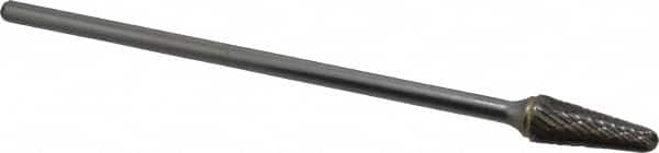 SGS Pro - 1/2" Cut Diam, 1/4" Shank Diam, Taper Head Double Cut Burr - Carbide, Radius End, 1-1/8" LOC - Exact Tooling