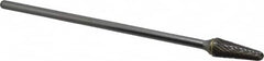 SGS Pro - 1/2" Cut Diam, 1/4" Shank Diam, Taper Head Double Cut Burr - Carbide, Radius End, 1-1/8" LOC - Exact Tooling