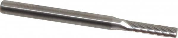 SGS Pro - 3/32" Cut Diam, 1/8" Shank Diam, Cylinder Head Single Cut Burr - Carbide, Flat End, 7/16" LOC, 1-1/2" OAL - Exact Tooling