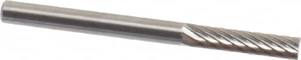 SGS Pro - 1/8" Cut Diam, 1/8" Shank Diam, Cylinder Head Single Cut Burr - Carbide, Flat End, 9/16" LOC, 1-1/2" OAL - Exact Tooling