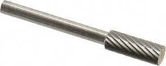 SGS Pro - 3/16" Cut Diam, 1/8" Shank Diam, Cylinder Head Single Cut Burr - Carbide, Flat End, 1/2" LOC - Exact Tooling