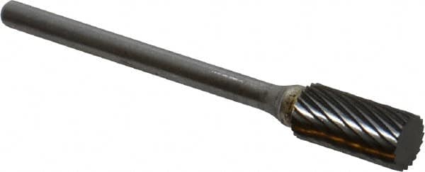 SGS Pro - 1/4" Cut Diam, 1/8" Shank Diam, Cylinder Head Single Cut Burr - Carbide, Flat End, 1/2" LOC, 2-1/4" OAL - Exact Tooling