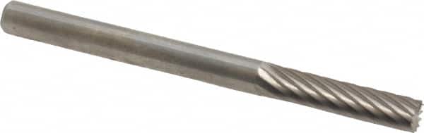 SGS Pro - 1/8" Cut Diam, 1/8" Shank Diam, Cylinder with End Cut Head Single Cut Burr - Carbide, End Cut End, 9/16" LOC - Exact Tooling
