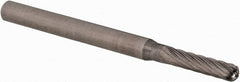 SGS Pro - 3/32" Cut Diam, 1/8" Shank Diam, Cylinder with Radius Head Single Cut Burr - Carbide, Radius End, 7/16" LOC, 2" OAL - Exact Tooling
