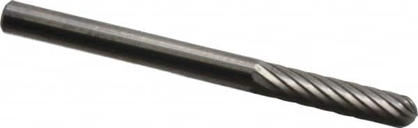 SGS Pro - 1/8" Cut Diam, 1/8" Shank Diam, Cylinder with Radius Head Single Cut Burr - Carbide, Radius End, 9/16" LOC, 1-1/2" OAL - Exact Tooling