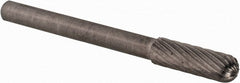 SGS Pro - 5/32" Cut Diam, 1/8" Shank Diam, Cylinder with Radius Head Single Cut Burr - Carbide, Radius End, 1/2" LOC - Exact Tooling