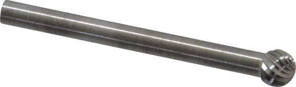 SGS Pro - 3/16" Cut Diam, 1/8" Shank Diam, Ball Head Single Cut Burr - Carbide, Radius End, 5/32" LOC - Exact Tooling