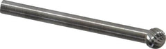 SGS Pro - 3/16" Cut Diam, 1/8" Shank Diam, Ball Head Single Cut Burr - Carbide, Radius End, 5/32" LOC - Exact Tooling
