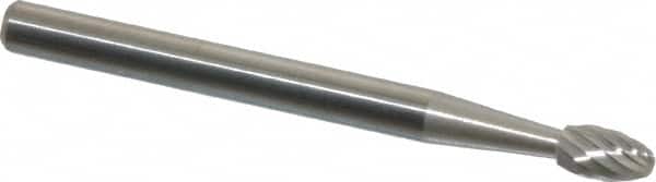 SGS Pro - 1/8" Cut Diam, 1/8" Shank Diam, Oval Head Single Cut Burr - Carbide, Radius End, 7/32" LOC, 1-1/2" OAL - Exact Tooling