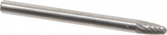 SGS Pro - 1/8" Cut Diam, 1/8" Shank Diam, Tree with Radius Head Single Cut Burr - Carbide, Radius End, 1/4" LOC, 1-1/2" OAL - Exact Tooling