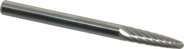 SGS Pro - 1/8" Cut Diam, 1/8" Shank Diam, Tree with Radius Head Single Cut Burr - Carbide, Radius End, 1/2" LOC, 1-1/2" OAL - Exact Tooling