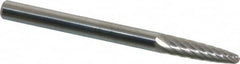 SGS Pro - 1/8" Cut Diam, 1/8" Shank Diam, Tree with Radius Head Single Cut Burr - Carbide, Radius End, 1/2" LOC, 1-1/2" OAL - Exact Tooling