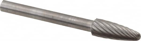 SGS Pro - 3/16" Cut Diam, 1/8" Shank Diam, Tree with Radius Head Single Cut Burr - Carbide, Radius End, 1/2" LOC - Exact Tooling