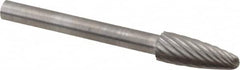 SGS Pro - 3/16" Cut Diam, 1/8" Shank Diam, Tree with Radius Head Single Cut Burr - Carbide, Radius End, 1/2" LOC - Exact Tooling