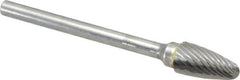 SGS Pro - 1/4" Cut Diam, 1/8" Shank Diam, Tree with Radius Head Single Cut Burr - Carbide, Radius End, 1/2" LOC, 2" OAL - Exact Tooling