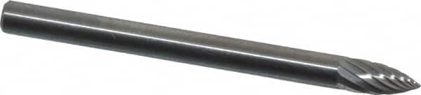 SGS Pro - 1/8" Cut Diam, 1/8" Shank Diam, Tree Head Single Cut Burr - Carbide, Point End, 1/4" LOC, 1-1/2" OAL - Exact Tooling
