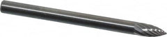 SGS Pro - 1/8" Cut Diam, 1/8" Shank Diam, Tree Head Single Cut Burr - Carbide, Point End, 1/4" LOC, 1-1/2" OAL - Exact Tooling