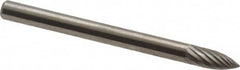 SGS Pro - 1/8" Cut Diam, 1/8" Shank Diam, Tree Head Single Cut Burr - Carbide, Point End, 5/16" LOC - Exact Tooling
