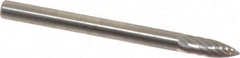 SGS Pro - 1/8" Cut Diam, 1/8" Shank Diam, Tree Head Single Cut Burr - Carbide, Point End, 3/8" LOC, 1-1/2" OAL - Exact Tooling