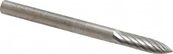 SGS Pro - 1/8" Cut Diam, 1/8" Shank Diam, Tree Head Single Cut Burr - Carbide, Point End, 1/2" LOC, 1-1/2" OAL - Exact Tooling