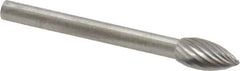SGS Pro - 3/16" Cut Diam, 1/8" Shank Diam, Flame Head Single Cut Burr - Carbide, Radius End, 3/8" LOC - Exact Tooling