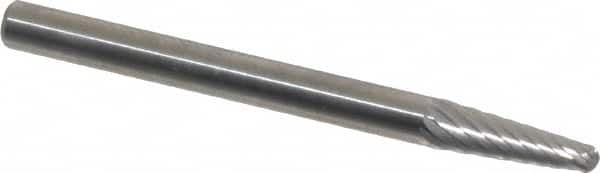 SGS Pro - 1/8" Cut Diam, 1/8" Shank Diam, Taper Head Single Cut Burr - Carbide, Radius End, 3/8" LOC, 1-1/2" OAL - Exact Tooling