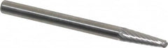 SGS Pro - 1/8" Cut Diam, 1/8" Shank Diam, Taper Head Single Cut Burr - Carbide, Radius End, 3/8" LOC, 1-1/2" OAL - Exact Tooling