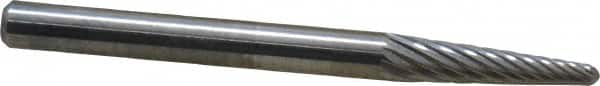 SGS Pro - 1/8" Cut Diam, 1/8" Shank Diam, Taper Head Single Cut Burr - Carbide, Radius End, 1/2" LOC, 1-1/2" OAL - Exact Tooling